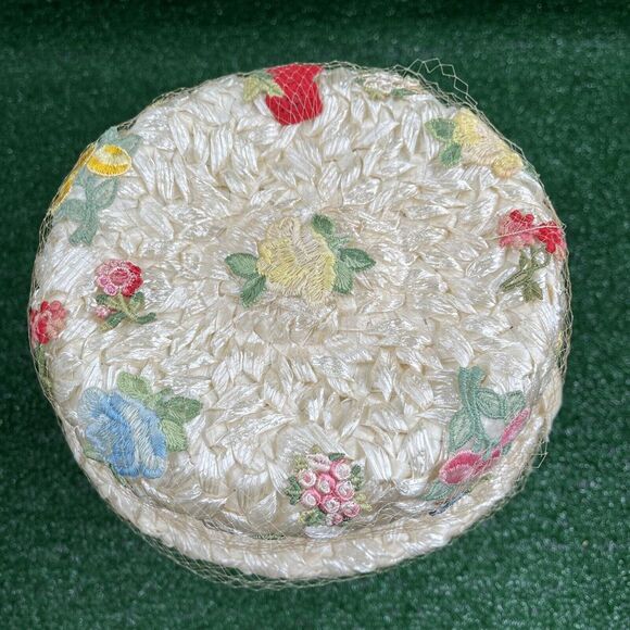 Womens Fancy Dress Derby Church‎ Ivory Floral Hat With Netting My Hats A Michele - Picture 6 of 10